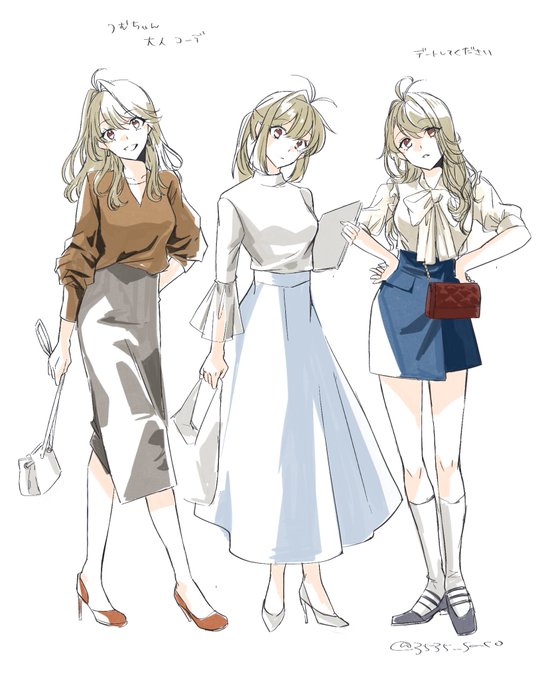 「blonde hair blue skirt」 illustration images(Latest)