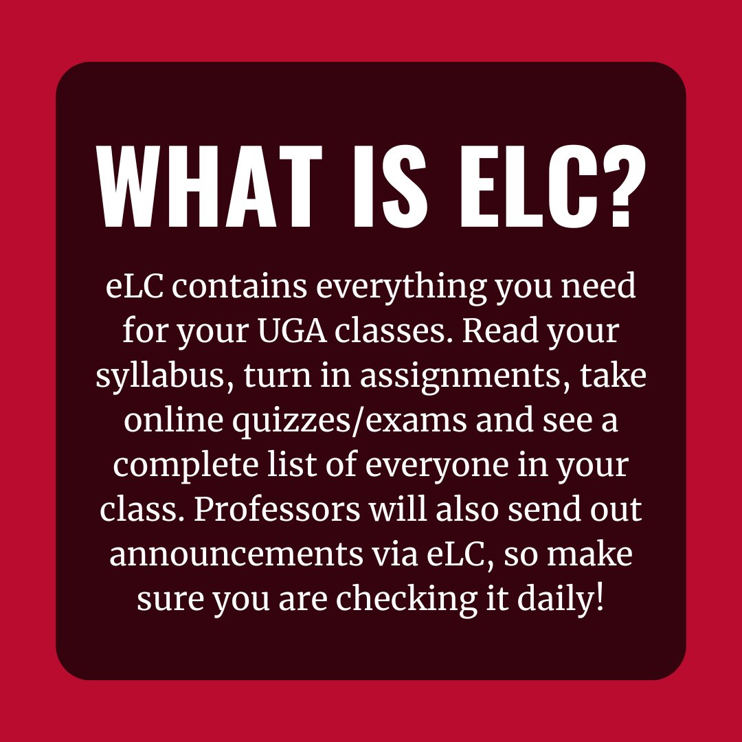EITS | UGA on X: "Stay organized and up-to-date with UGA's eLC! 📚 From  course content and assignments to instant notifications, eLC has everything  you need for your classes. https://t.co/KgKubDMJyA" / X
