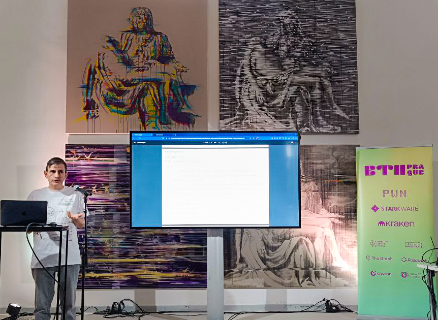 Extropy's tweet photo. Sharing knowledge is our passion! 📖

Today, @extropyLaurence led a Smart Contract Auditing Workshop at #EthPrague. 

Inspiring and educating, one session at a time! 🤝#extropyaudits https://t.co/N4Br7TBTEe
