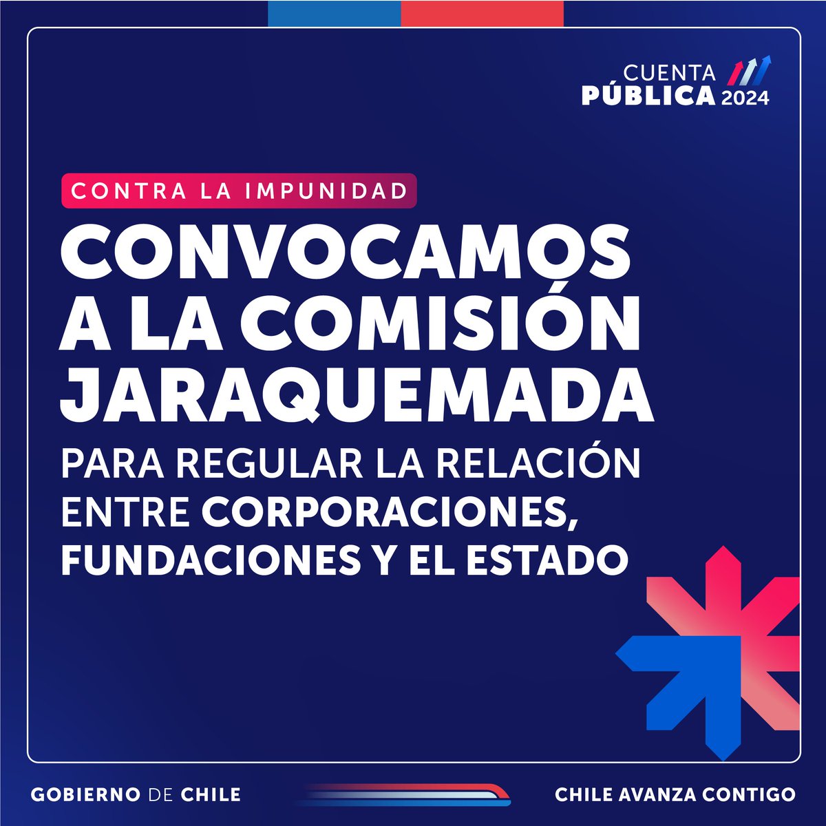 Regular de mejor manera la relación entre corporaciones, fundaciones y el Estado es fundamental para el cuidado de nuestra democracia y por eso convocamos a la Comisión Jaraquemada.

🤳🏼 Conoce más de esta iniciativa y de toda la #CuentaPública2024 en cuentapublica2024.cl