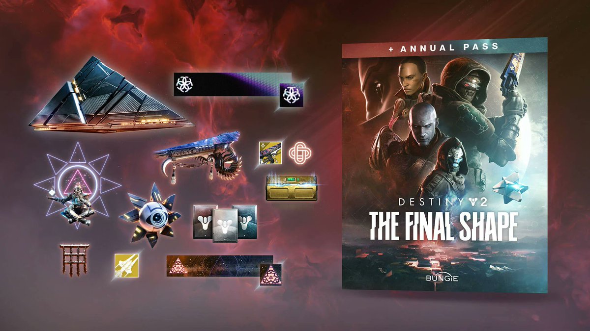 🎁Celebrating the launch of #TheFinalShape, we're giving away a copy of The Final Shape + Annual Pass!

 To enter:  
- RT & LIKE
- Follow @DestinyBulletn 
- Follow us on IG: instagram.com/destinybulletn
- Comment you fav exotic weapon

Winner June 3. Thanks to Bungie for the code.