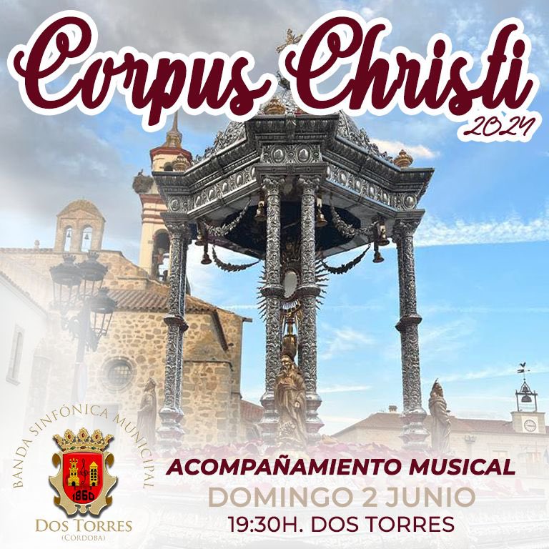 ACTUACION | Mañana, Domingo 2 de Junio, acompañaremos al Santísimo por las calles de Dos Torres en solemne procesión.

🕒 19:30h
📍Iglesia de la Asunción 

#corpus #dostorres #suenadostorres