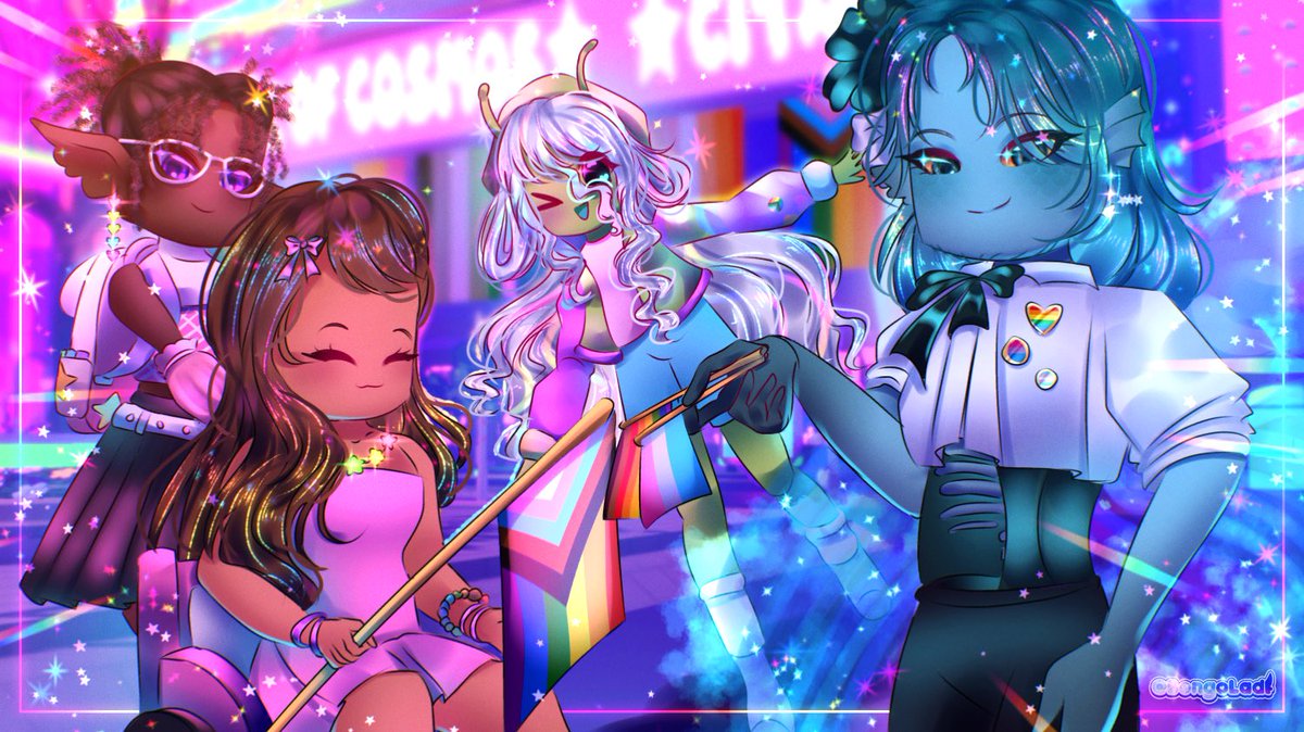 Happy pride from beyond the stars! 🛸🏳️‍🌈💫 WAKE UP ‼️ ITS THE FIRST OF THE MONTH 🗣️🗣️🗣️ shoutout @dr3exmz for helping make the fit for the wheelchair girl c: have a happy gay month robloxers #AstroRenaissance #roblox #robloxart @AstroRenaissan
