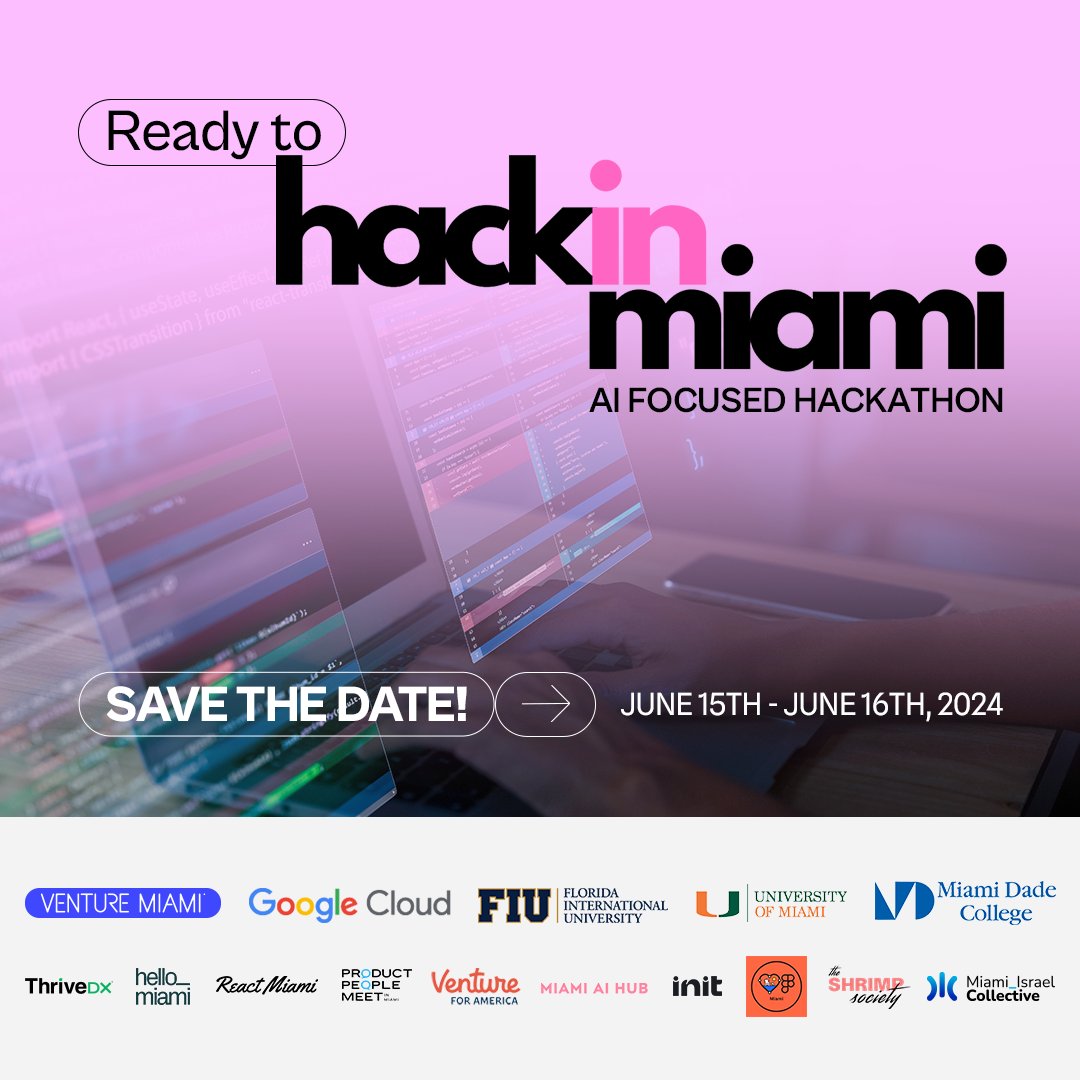Burhan Sebin (@burhansebin) on Twitter photo It's already more than 200 signups!
Calling all developers, designers, and PMs to join us <a href="/wehackinmiami/">HackinMiami</a>.
HackinMiami will have:
β’ Two developer tracks (General AI & HealthTech)
β’ Access to leading AI tools
β’ A bunch of high-quality networking
π : lu.ma/hackinmiami01 It's already more than 200 signups!
Calling all developers, designers, and PMs to join us <a href="/wehackinmiami/">HackinMiami</a>.
HackinMiami will have:
β’ Two developer tracks (General AI & HealthTech)
β’ Access to leading AI tools
β’ A bunch of high-quality networking
π : lu.ma/hackinmiami01
