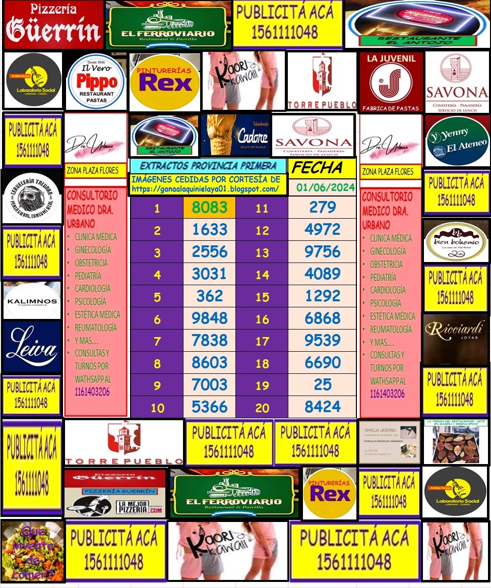 GANA A LA QUINIELA YA 01:  SORTEO QUINIELA PROVINCIA PRIMERA DEL 01/06/2024h... ganaalaquinielaya01.blogspot.com/2024/06/sorteo…