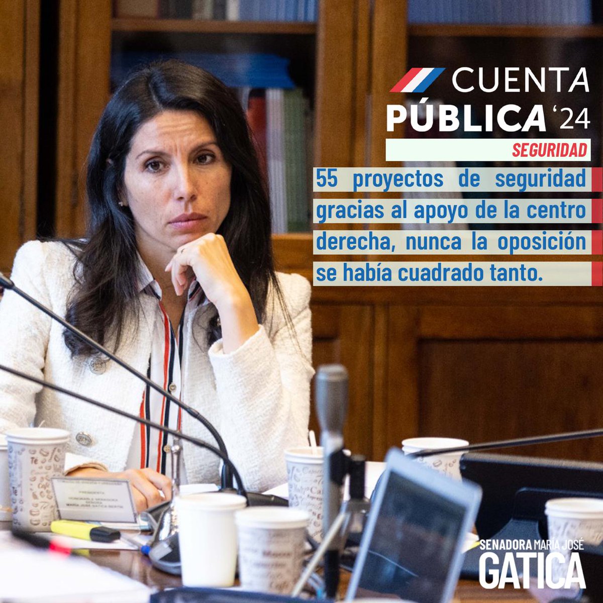 55 proyectos de #seguridad gracias al apoyo de la centro derecha. Nunca la oposición se había cuadrado tanto frente a un Gobierno. Pese a que parlamentarios de gobierno se han querido negar a avanzar en estos temas. #CuentaPública 🇨🇱