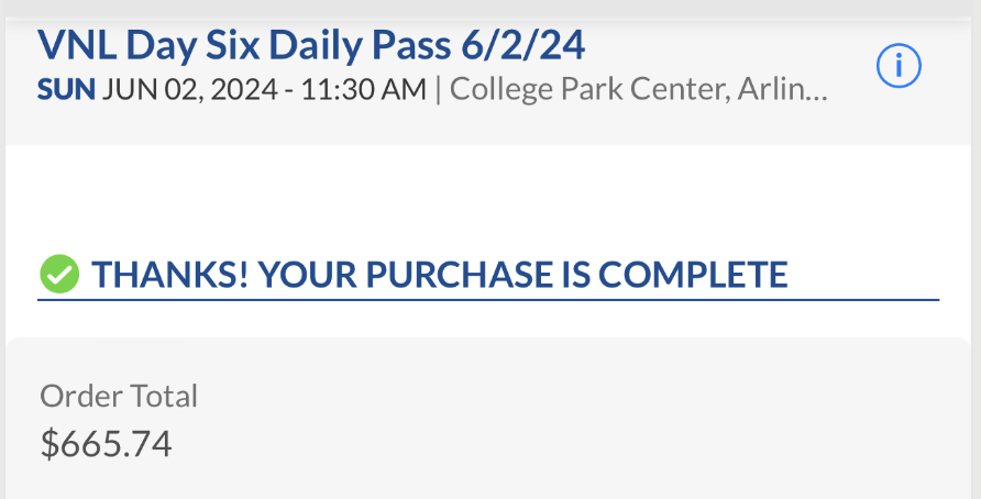 ethsalzman's tweet photo. @axs I bought all day pass tickets to your the Volleyball Nations League event for this Sunday through your system. Now I am being told that I only have tickets to the 1st Session - tickets I can get now for 1/4 the price. Also including the horrible support provided by your live chat https://t.co/xT9UoCEDYq