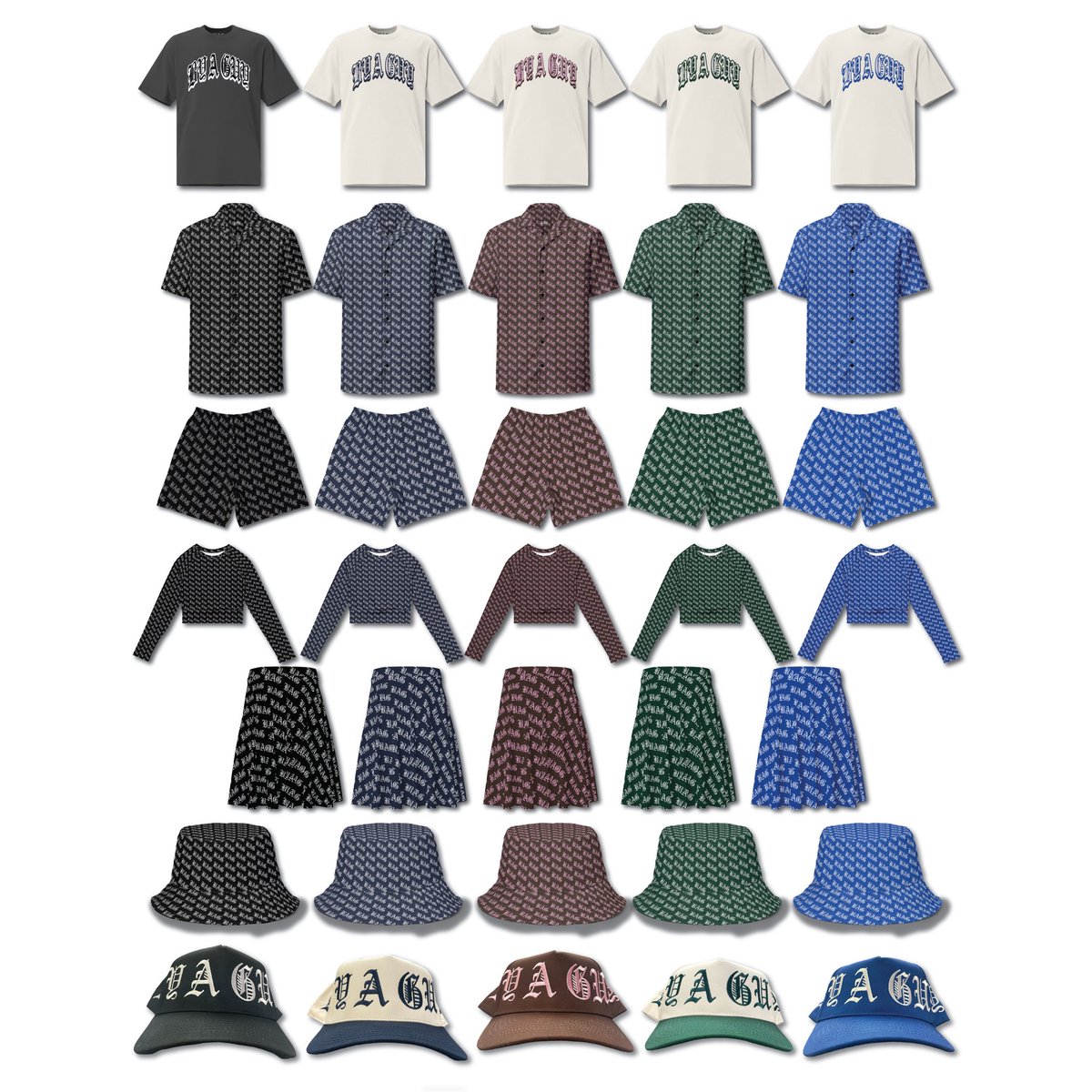 BAG Summer 24 OUT NOW

byaguy.com/new-arrivals

Shorts: Sizes - 2XS-6XL
Tennis Skirt: Sizes - XS-3XL
T-Shirt: Sizes - S-3XL
Cropped Long Sleeve: Sizes - 2XS-6XL
Button Down: Sizes - 2XS-6XL
K Frame Hats: Snapback
Bucket Hats: Sizes - XS-XL