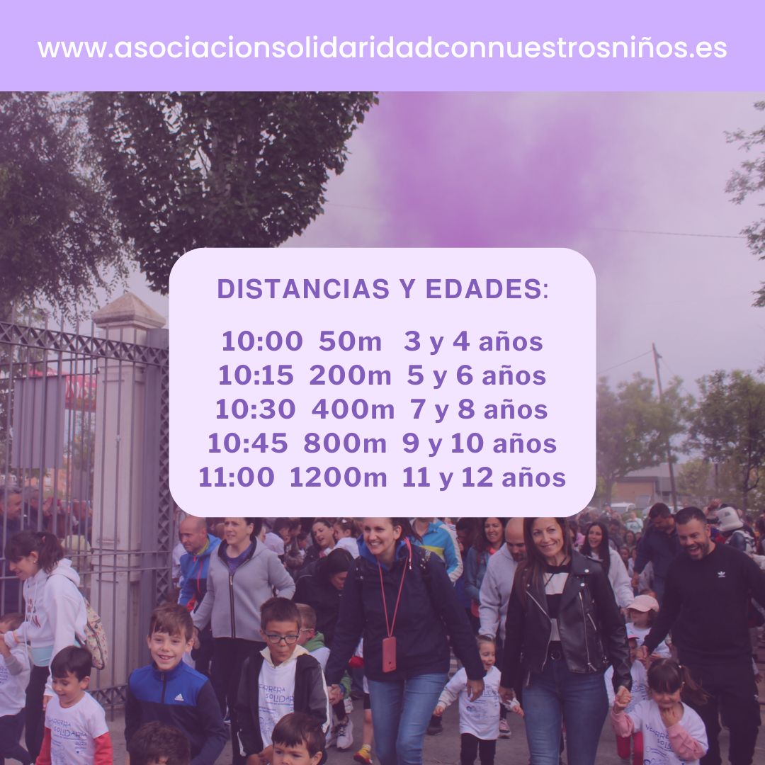 Ya llega la 𝗩𝗜𝗜 𝗖𝗮𝗿𝗿𝗲𝗿𝗮 𝘀𝗼𝗹𝗶𝗱𝗮𝗿𝗶𝗮 𝗶𝗻𝗳𝗮𝗻𝘁𝗶𝗹 🎉 El 𝟮 𝗱𝗲 𝗝𝘂𝗻𝗶𝗼⁣⁣⁣ en el 𝗣𝗮𝗿𝗾𝘂𝗲 𝗟𝗶𝗮𝗻𝗮, tenéis que estar a las 𝟵:𝟯𝟬 de la mañana💜 #CarreraSolidaria