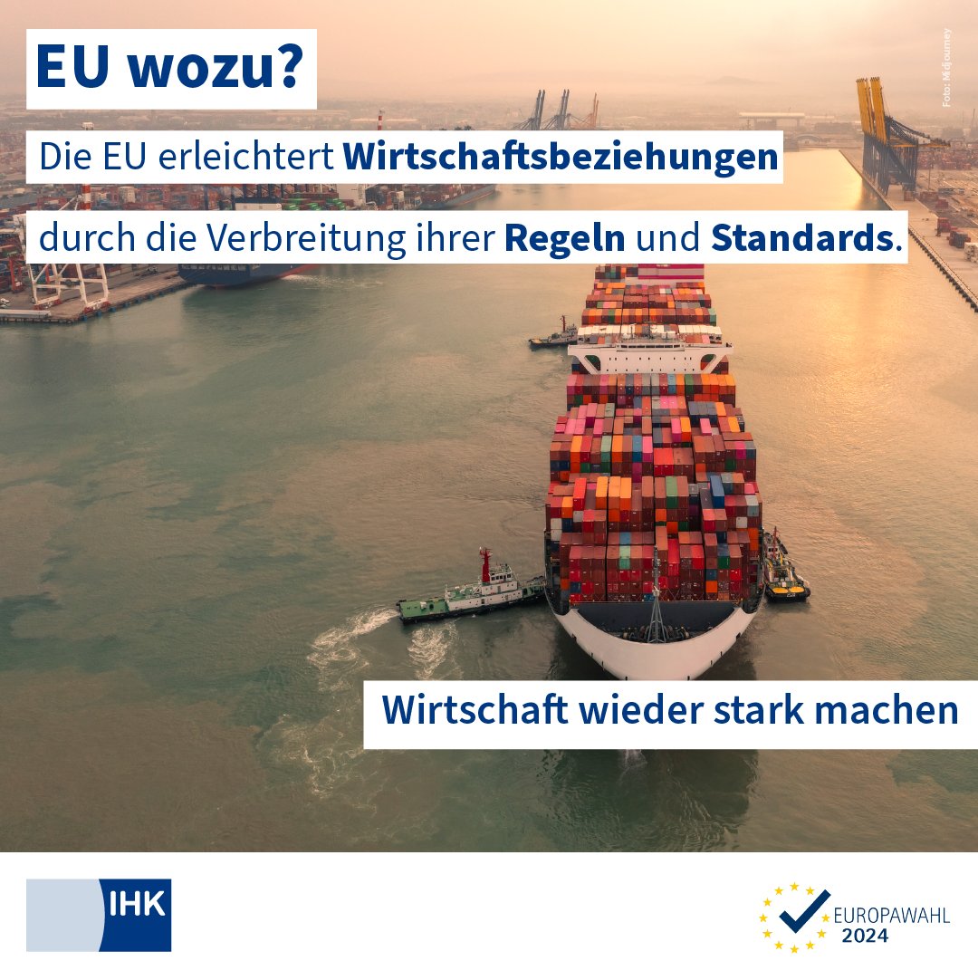 Save-The-Date: schon nächsten Sonntag ist 'Europawahl', 9. Juni 2024! Die Wahl zum Europäischen Parlament ist auch wichtig für unsere lippische Wirtschaft, hier sind 3 weitere Beispiele!
.
dihk.de/de/themen-und-…
.
#gemeinsamfüreuropa #europawahl2024 #wirtschaftwiederstarkmachen