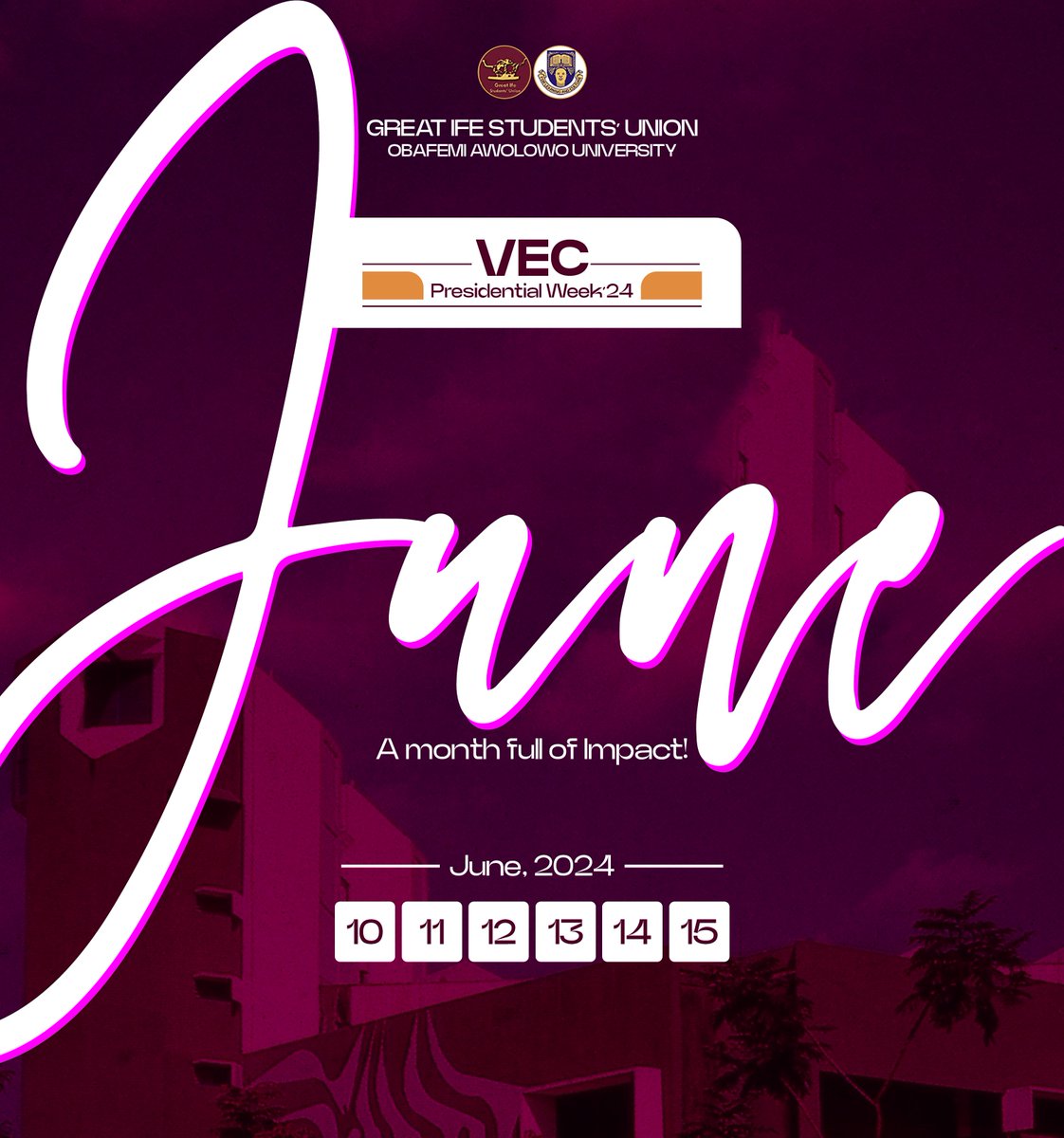 VECWeek's tweet photo. 🚀

The VEC PRESIDENTIAL WEEK’24 is positioned to leave an INDELIBLE LEGACY on the soil of Great IFE.

Don't be told; Come experience it.

For more information, contact:
LoRdFeM: https://t.co/CHroI1p9BN
Adefat: https://t.co/QsncQHo0vx https://t.co/ICV10Tjbh3