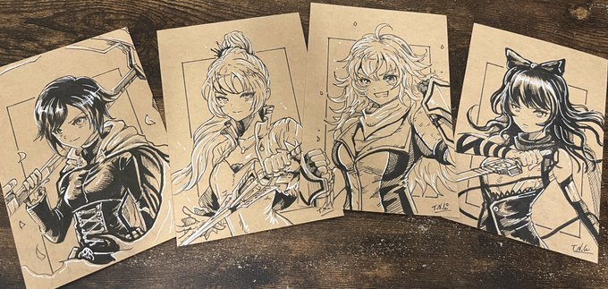 #rwby
RWBY描きました!
4人揃うと壮観でいい! 