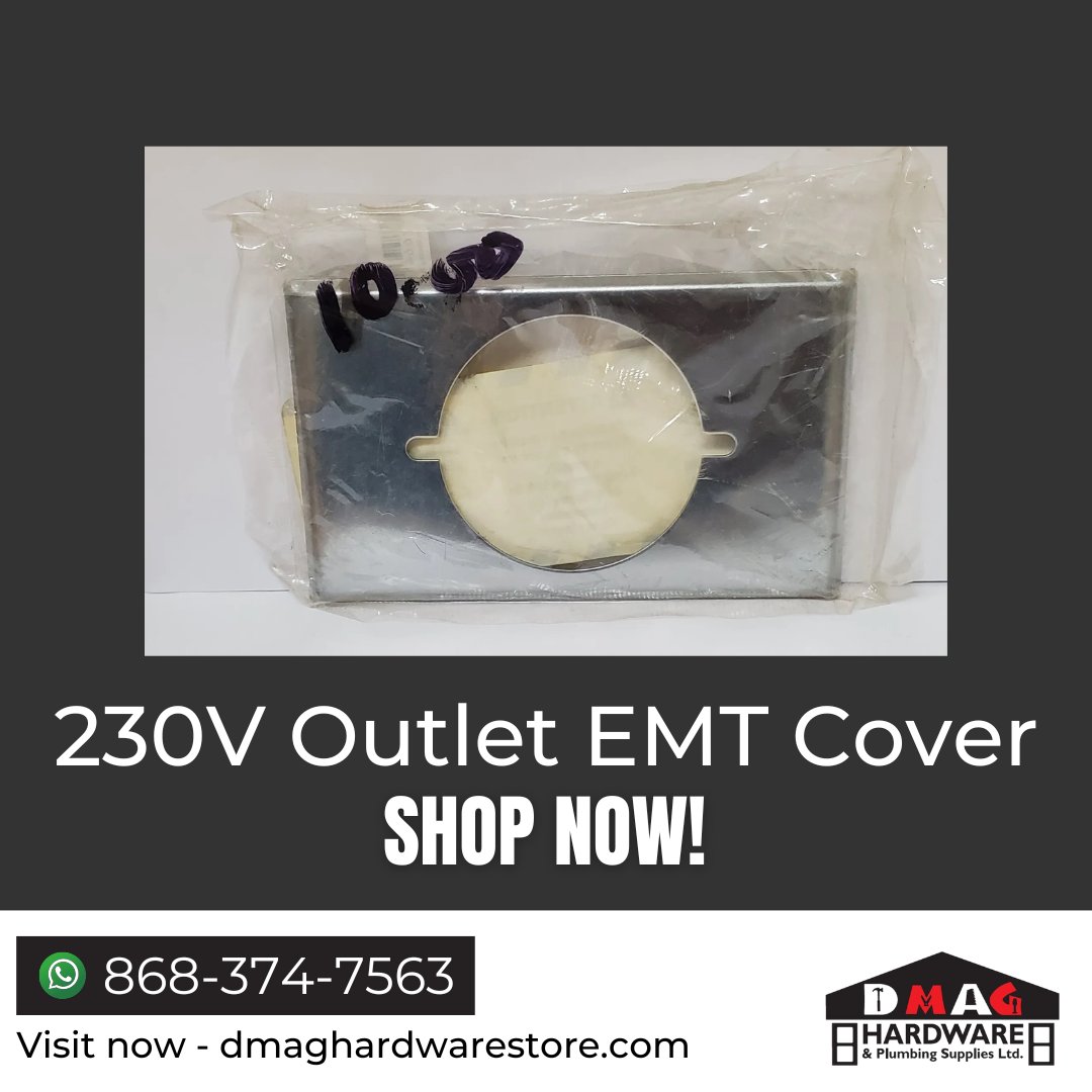DmagLtd's tweet photo. 230V Outlet EMT Cover
DMAG Hardware &amp; #Plumbing Supplies
.
Order now!
Contact us at 868-374-7563 via WhatsApp or by calling
#Dmag #DMAGhardware #Hardware #trinidad https://t.co/LtpE16mKbP