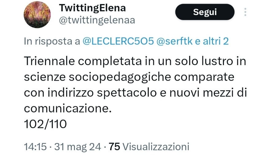 AlanPanassiti's tweet photo. Nel mondo del disagio, dei "moralisti", dei "furbi", degli scoperchiatori di #complotti #novax, menzione al merito per Elena che ha completato "in un solo lustro una laurea triennale"
Il #lustro è cinque anni (ma la scienziata non lo sa).

Un mondo più che fantastico https://t.co/BKUPpj9uMJ