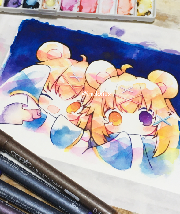 「いまこちらのアカウントがシャドウバン状態のため、凍結がこわいのでの～んびり作業し」|犬飼/さかなのマーチ【BOOTH新作追加/名古屋コミティア【D-24】】のイラスト