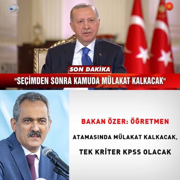 cuneytiltus's tweet photo. Seçim öncesi bir söz verildi. Bu sözü hem Cumhurbaşkanı hem de o dönemin Milli Eğitim Bakanı verdi. Resmi sosyal medya adreslerinde öğretmen görseli kullanıldı. Seçim bitti ve bu söz verilmemiş gibi davranmak doğru mu? 
@RTErdogan @hasandogan @_cevdetyilmaz @avabdullahguler
@leylasahinusta @AvOzlemZengin
@mustafaelitas 
#CBSözüMülakatKalkacak