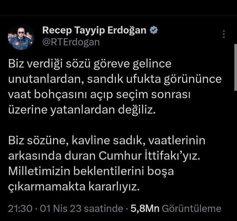 Seçim öncesi bir söz verildi. Bu sözü hem Cumhurbaşkanı hem de o dönemin Milli Eğitim Bakanı verdi. Resmi sosyal medya adreslerinde öğretmen görseli kullanıldı. Seçim bitti ve bu söz verilmemiş gibi davranmak doğru mu? 
<a href="/RTErdogan/">Recep Tayyip Erdoğan</a> <a href="/hasandogan/">Hasan Doğan</a> <a href="/_cevdetyilmaz/">Cevdet Yılmaz</a> <a href="/avabdullahguler/">Abdullah Güler</a>