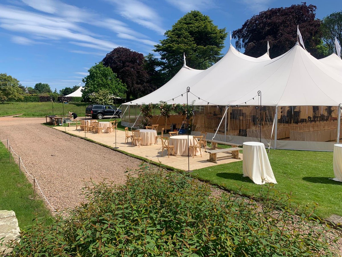 Almost ready to celebrate Amanda and Kenneth’s Iranian/Scottish wedding. Day 1 set up under ominous clouds to today,day 3 and the weather is glorious. Team Winton will be a bit hot and sticky but will keep smiling 😊 🏰💍🌞