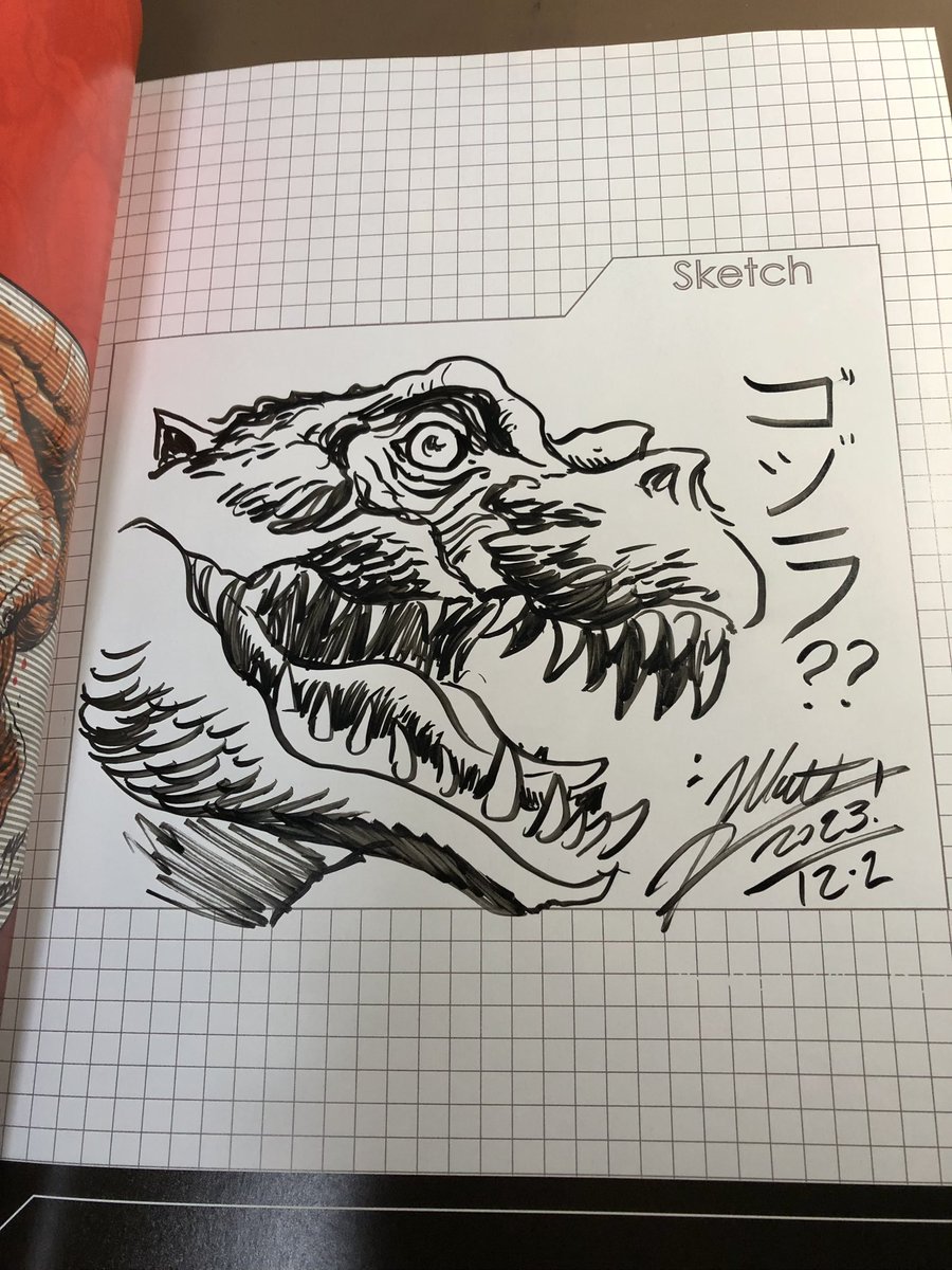 早くイベントとかで展示や販売して色んな人に生で見て欲しい!
小さめに出力したゴジラ1号はマットのお家にある
マットにあげた時に描いてもらったやつ🥰 