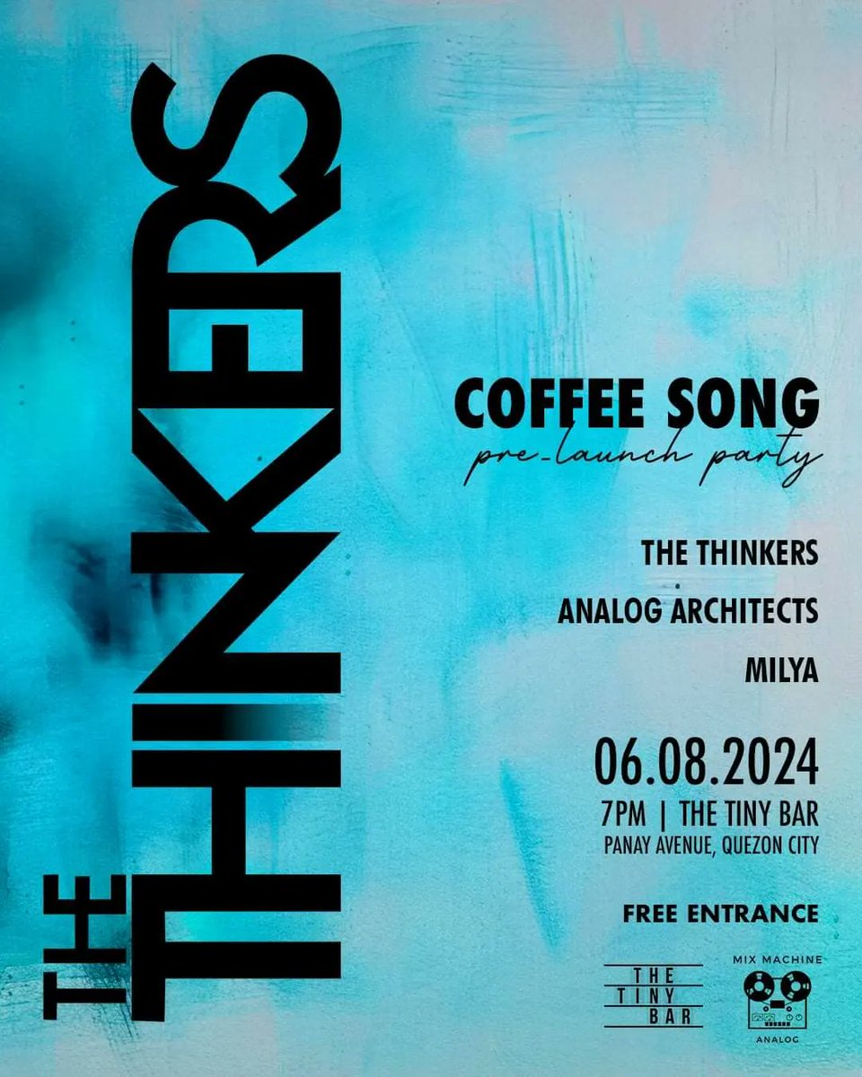Tara, Kape?  Kita na tayo sa mata!! 👁
Join us, with The Analog Architects for The Thinker's pre-launch of "Coffee Song" on June 8th at The Tiny Bar, Panay Ave, Quezon City.
Let us caffeinate your Saturday night for FREE!
To RSVP click the link below! 👇🏻👇🏼
forms.gle/pmhTzXG3nUpDYw…