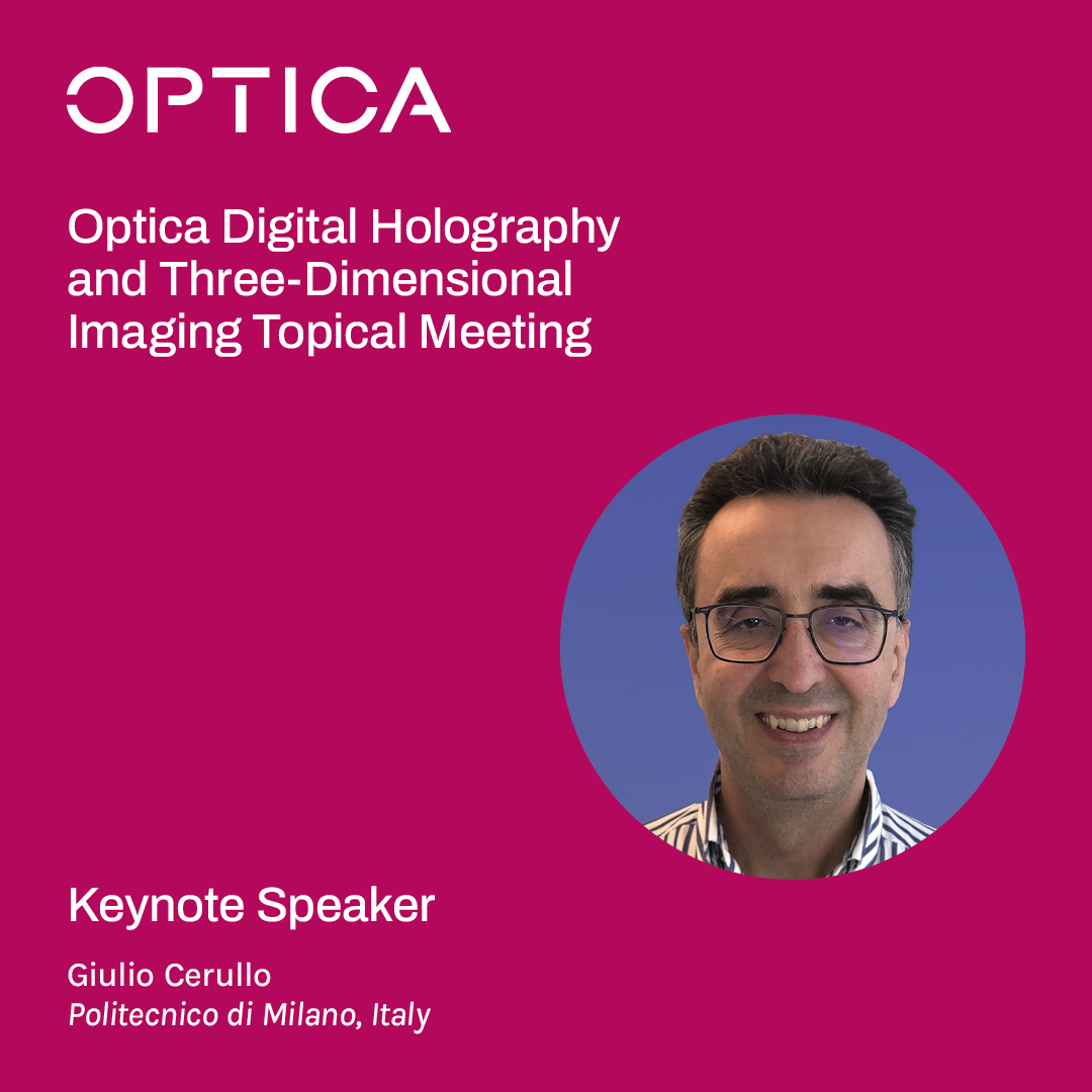Join the #OpticaHolography keynote this week and hear from Giulio Cerullo on ultrafast holographic widefield #microscopy!

During the presentation, he'll cover a widefield all-optical lock-in camera that enables shot-noise-limited widefield transient absorption imaging.