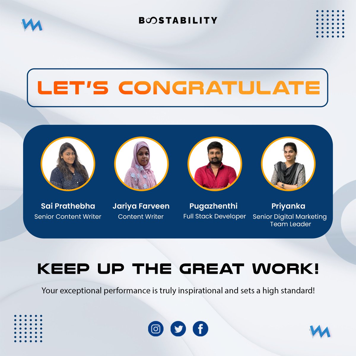 Boostabilitycbe's tweet image. Your exceptional performance is truly inspirational and sets a high standard!  Appreciations for exerting consistent effort and unwavering commitment to drive the desired goals. Continue to amaze us with your passionate contributions!  

#TeamBoostability #Boostability #May2024