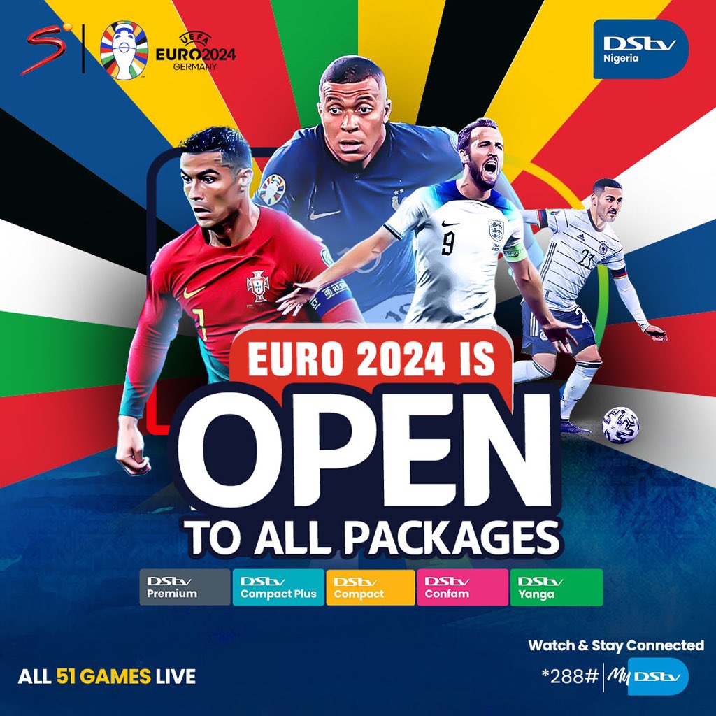 Nigerian football fans, hold onto your jerseys! DStv is unlocking EVERY Euro match, regardless of your package. That’s right, EVERY. SINGLE. GOAL. EVERY. DRAMATIC. MOMENT. It’s all yours to witness, live and loud! mydstv.onelink.me/vGln/xepsjmo7 #DStvNigeria #EurosOnDStv