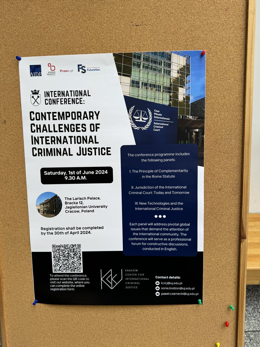 Very glad to join launch of new Krakow Centre of Int Crim Just, headed by Prof Hofmanski, at Jagoellonian University with wonderful panels, with talk on 5 faces of complementarity &amp; how ICC reinvented itself