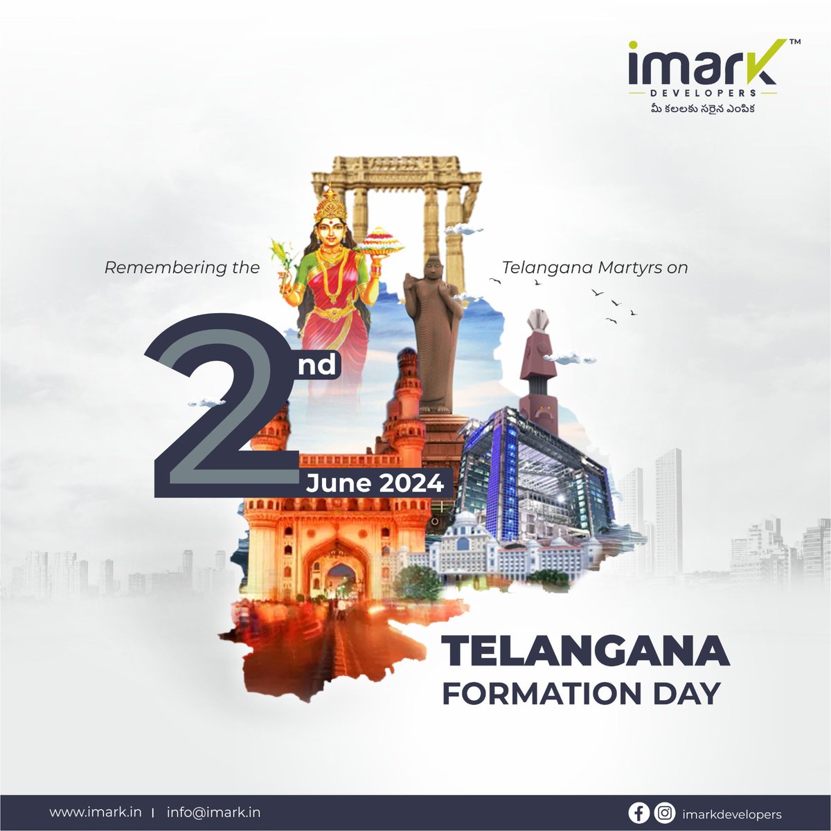 iMarkDevelopers's tweet photo. π Celebrating Telangana Formation Day!
On this special day,we remember the sacrifices of Telangana Martyrs and take pride in the rich heritage and vibrant future of our state.Join us in honoring the journey and achievements of Telangana
#TelanganaFormationDay #ImarkDevelopers https://t.co/epalxsUEOW