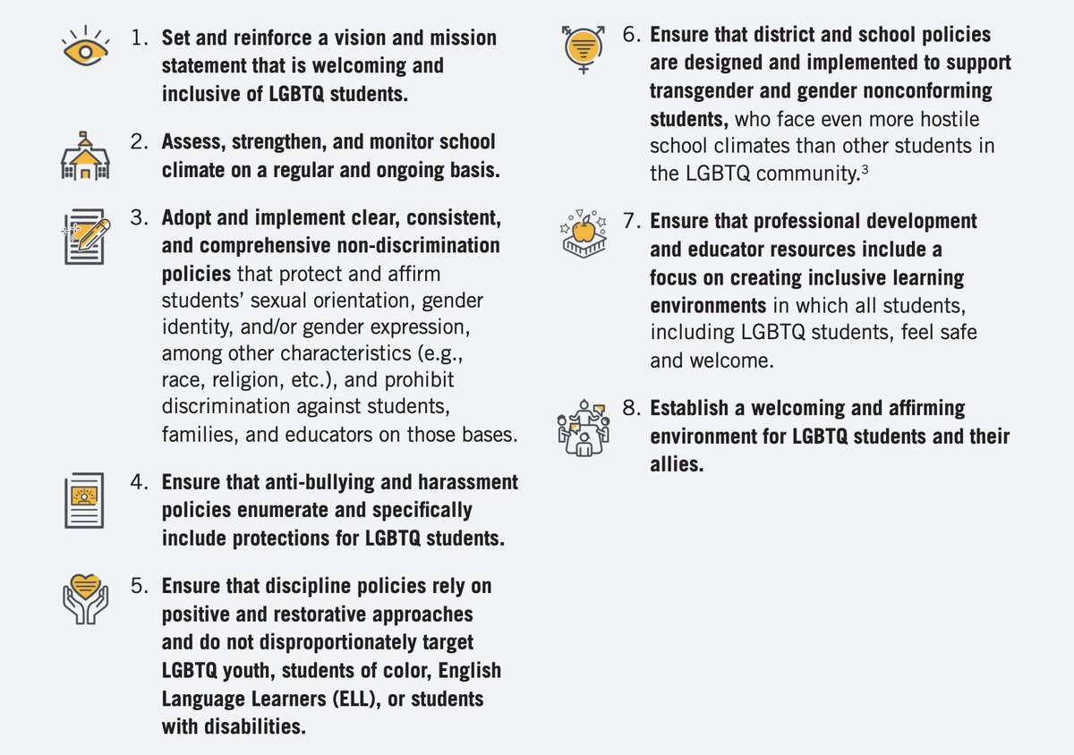 "Fostering a sense of belonging and connectedness in school are crucial for putting all students on a path to success."

Check out 8 policy recommendations via <a href="/GLSEN/">GLSEN</a>:

glsen.org/sites/default/…