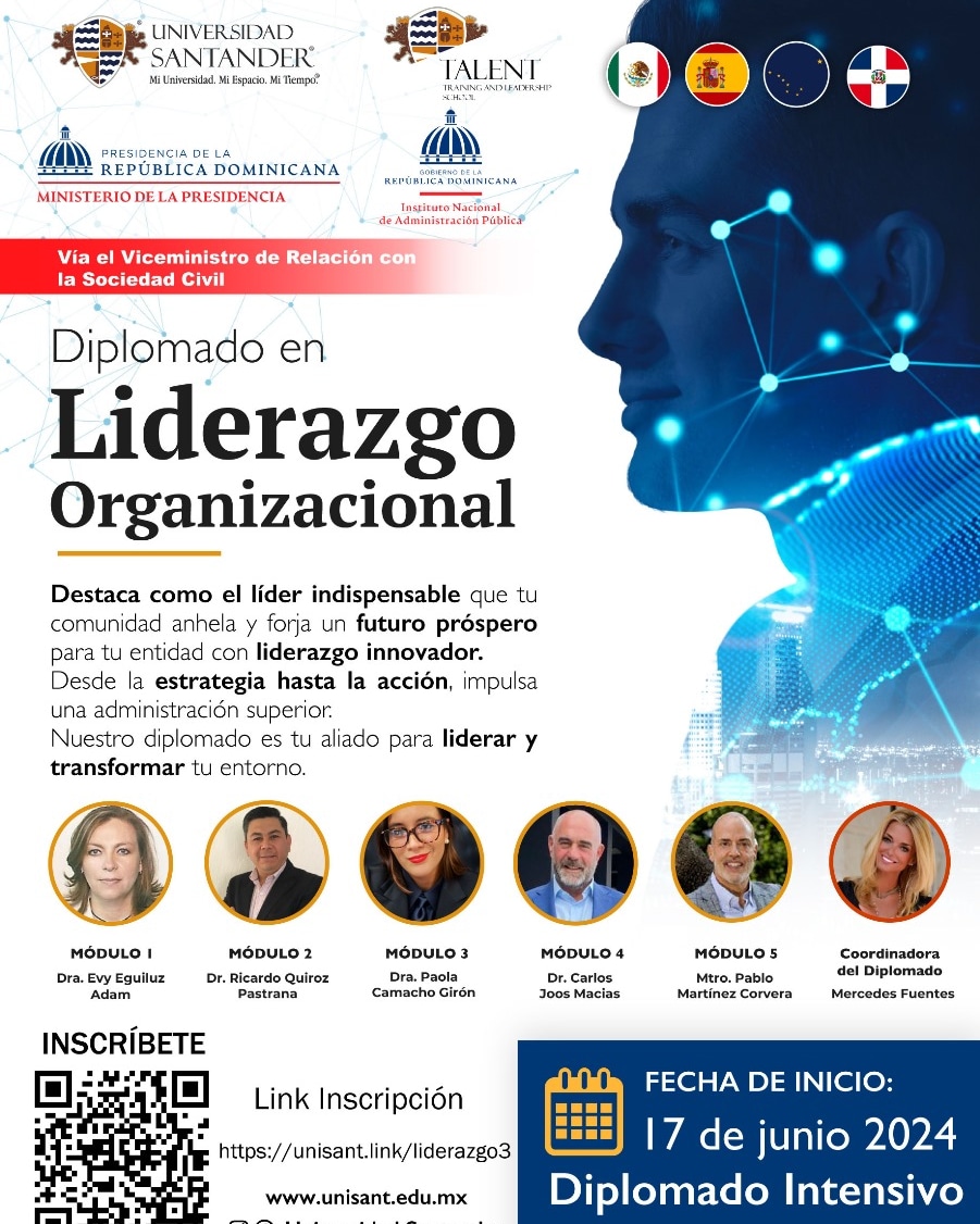 Diplomado en Liderazgo Organizacional!

Desde <a href="/MinpreRD/">Ministerio de la Presidencia</a> via nuestro Viceministerio, seguimos promoviendo la formación de la sociedad Civil y los servidores públicos, por eso junto al <a href="/InapRD/">Instituto Nacional de Administración Pública</a> ponemos a disposición la 3ra edición de este diplomado con beca 100% de la universidad
