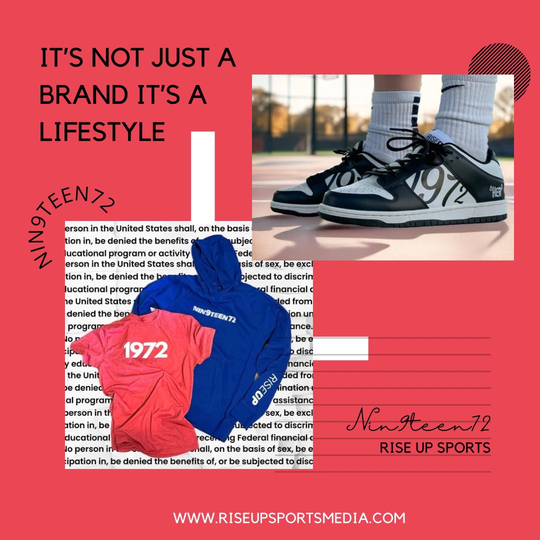 Why NIN9TEEN72? Because those 37 words found in Title IX in the year 1972 paved the way for women &amp; girls &amp; it shouldn't be forgotten. It's a way to honor those who came before &amp; celebrate all those that will come after. #nin9teen72 #titleix
SHOP NOW riseupsportsmedia.com