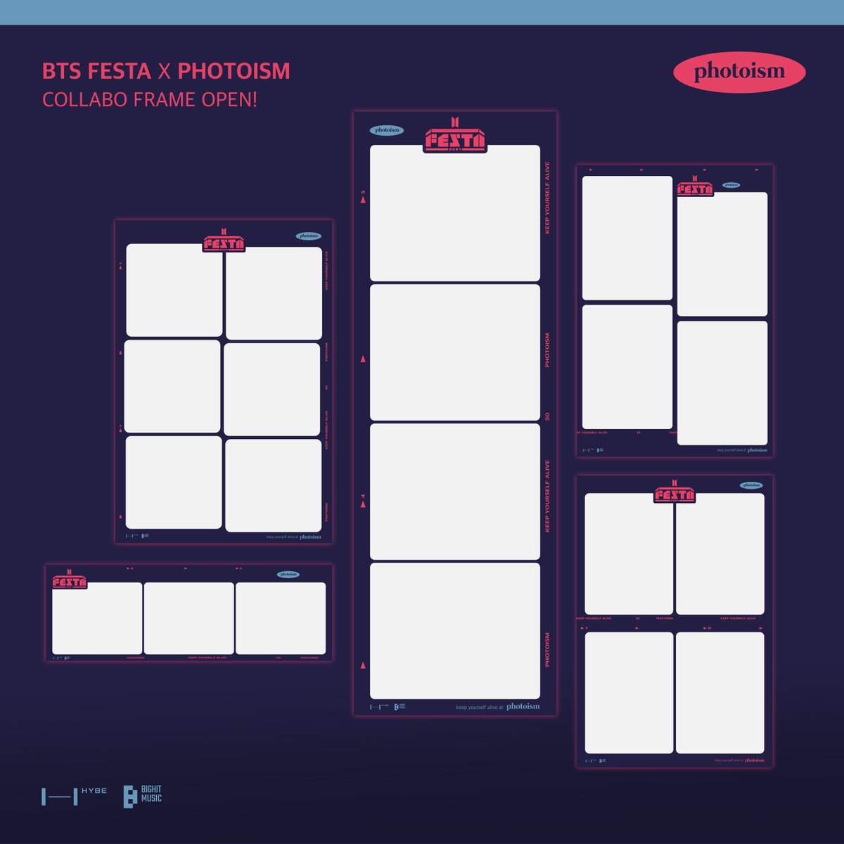 photoism_kr's tweet photo. PHOTOISM X BTS FESTA
FRAME OPEN !

BTS FESTA 프레임이 오픈되었습니다.

6월 2일부터 6월 30일까지
포토이즘 박스와 컬러드 전 지점에서
BTS FESTA 프레임을 만나보세요!

* 6월 13일 BTS FESTA 현장에서는 FESTA 날짜가 각인된 스페셜 프레임 촬영 가능합니다.

Keep yourself alive at PHOTOISM https://t.co/FrY3D2UA0g
