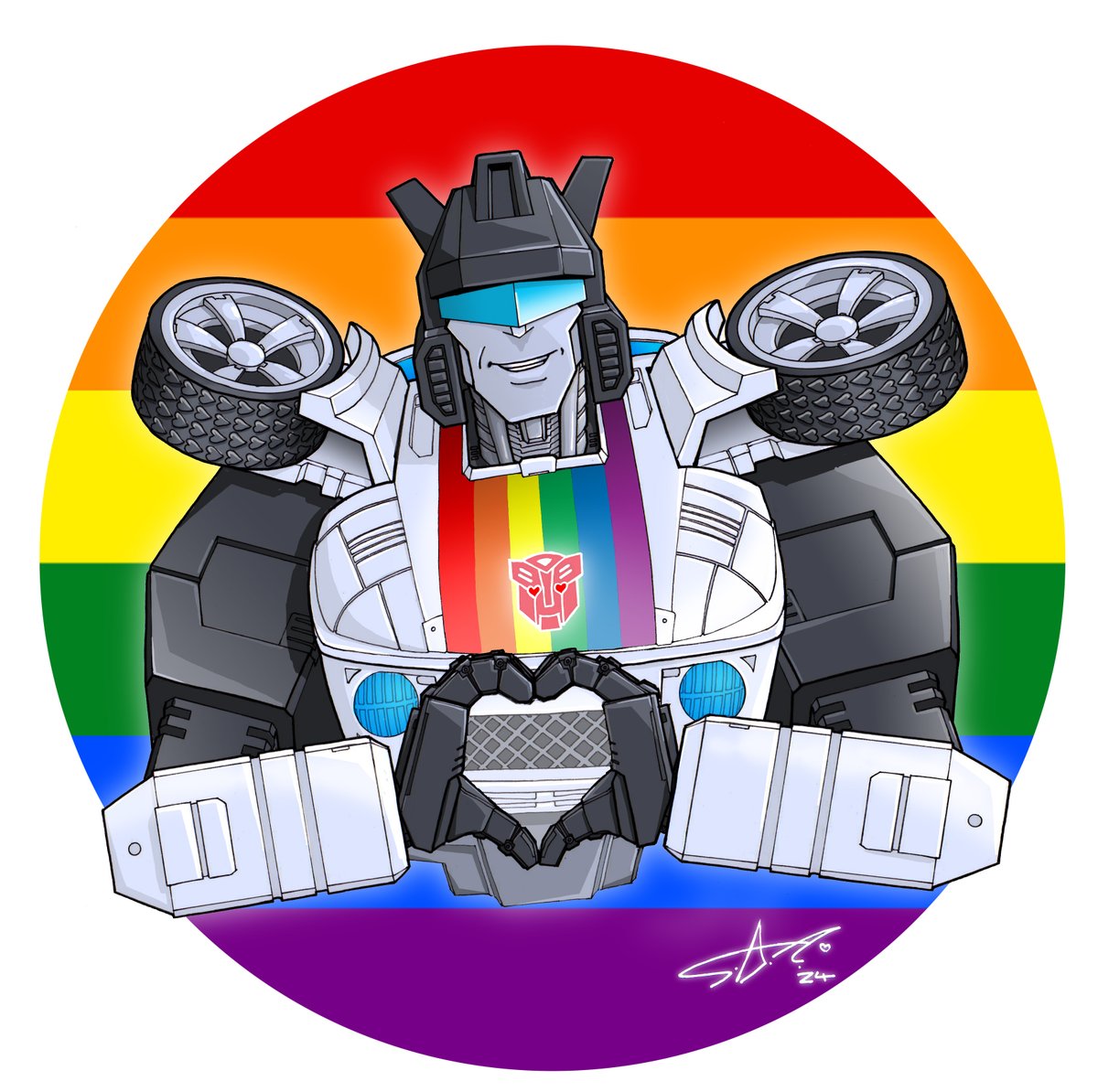 "Do it with style, with love, with Pride, or don't bother doing it!" 
It's Pride Month and Jazz would like to show his support. Spread the love!