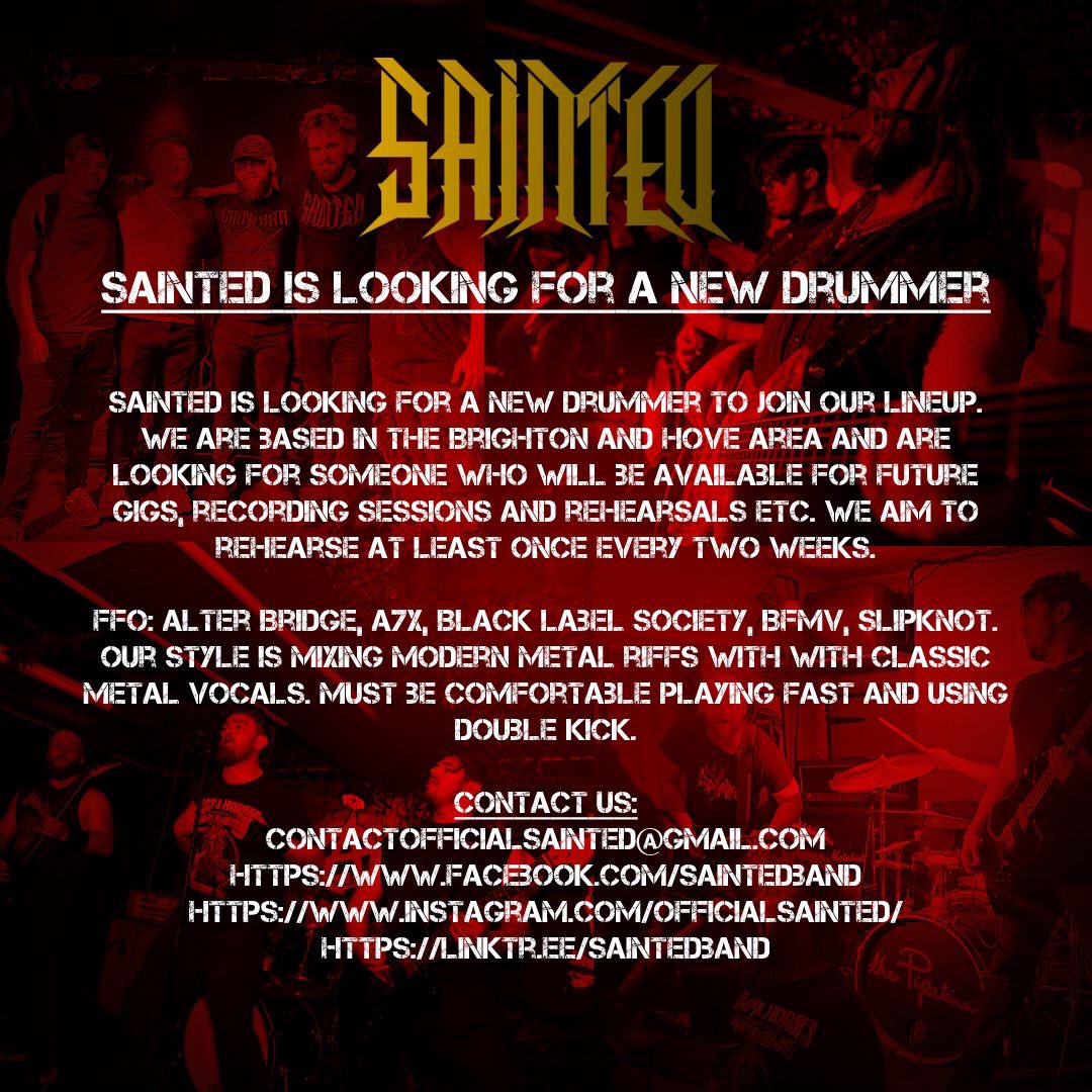 Hey everyone, we are on the lookout for a new drummer to join us on the stage, rehearsal, studio and partake in some mild global domination while we’re at it. 👀
If this sounds like you or you know someone who fits the bill, then please drop a message or an email! 🤘