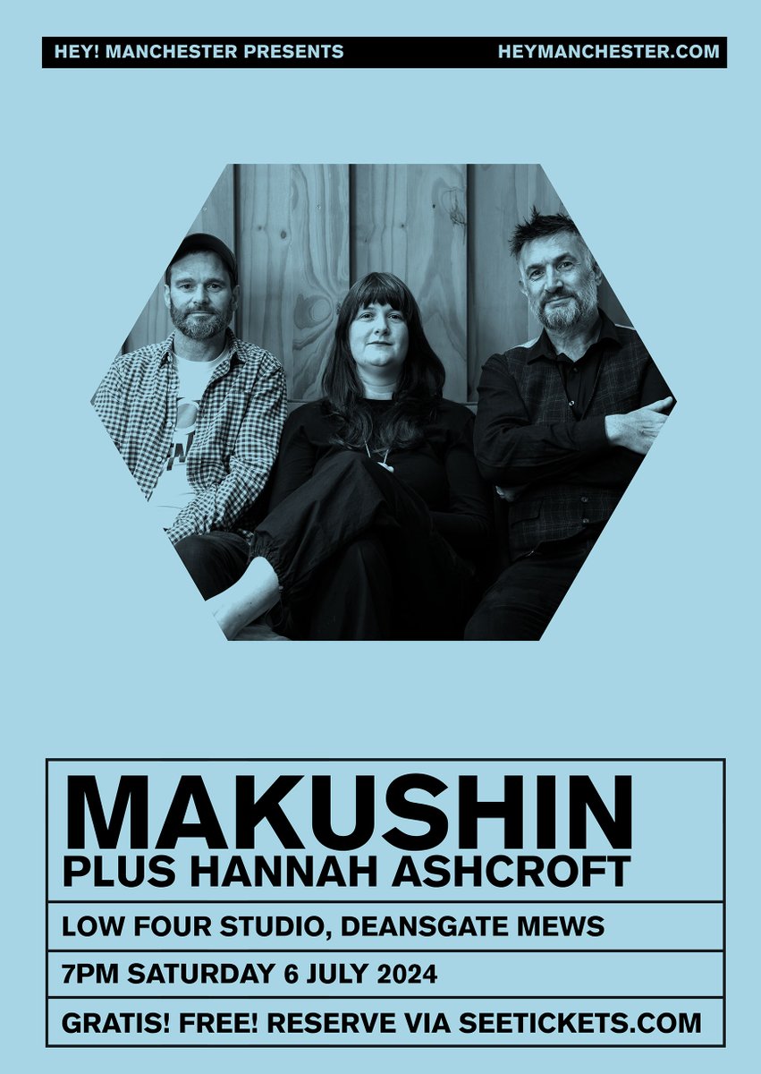 NEXT MONTH: Our series of #Gratis free entry shows continues with #Makushin's Mcr debut - featuring <a href="/A_Wasylyk/">Andrew Wasylyk</a> on keys and @alantaylormusic on drums - at <a href="/lowfourstudio/">Low Four Studio</a> on Sat 6 Jul. Plus special guest <a href="/HannahAshcroft/">Hannah Ashcroft</a>. Read more - and reserve your place: heymanchester.com/gratis-makushi…