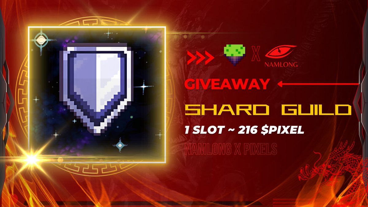 🪅 Giveaway 1 Shard NamLong Guild Trị Giá 216 $PIXEL 🪅

🔸 Những anh em nào chưa có Guild trong .<a href="/pixels_online/">Pixels</a>  thì đừng bỏ qua event này.

🏆 Tự tin nói rằng khi nói rằng, .<a href="/NamLong_DAO/">Nam Long DAO 🇻🇳🐉</a> sẽ nhắm đến Top 1 Pixels Guild Việt Nam.

🎯 Chúng tôi đặt mục tiêu và hoàn