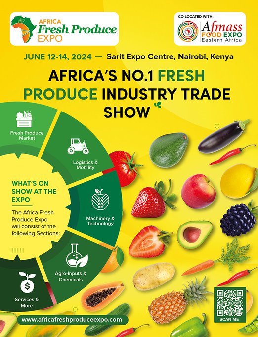 See you at Sarit Expo Centre from 12th-14th June 2024. 

This is Africa’s Biggest Fresh Produce Industry Trade Show hosted in Nairobi. Come discover new technologies and market trends in Africa’s fast growing #freshproduce sector. @FoodBizAfrica #InvestInFoodSecurity