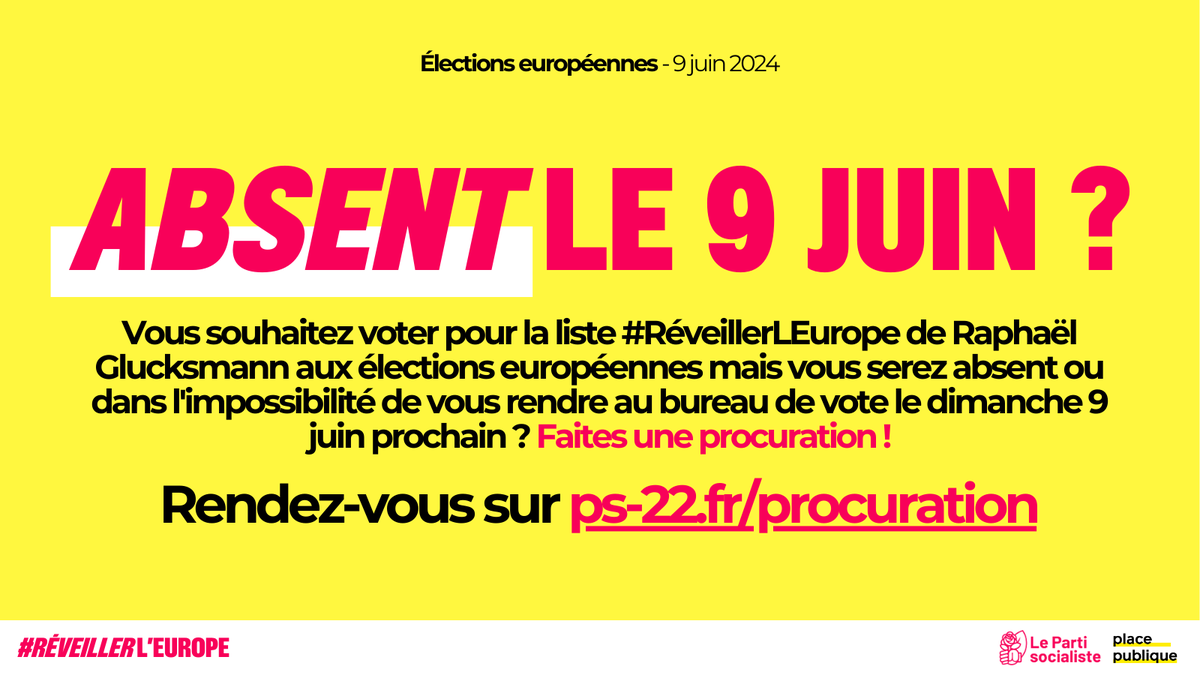 Socialistes22's tweet photo. 🇪🇺🚀 𝐃𝐚𝐧𝐬 𝟏 𝐬𝐞𝐦𝐚𝐢𝐧𝐞, 𝐨𝐧 𝐯𝐨𝐭𝐞 𝐩𝐨𝐮𝐫 𝐥𝐞𝐬 #𝐄𝐮𝐫𝐨𝐩𝐞́𝐞𝐧𝐧𝐞𝐬𝟐𝟎𝟐𝟒 !

Absent le 9 juin ? Fais une procuration sur https://t.co/yqSm8sDOnU ! 🗳️ https://t.co/boQrTLLsGN