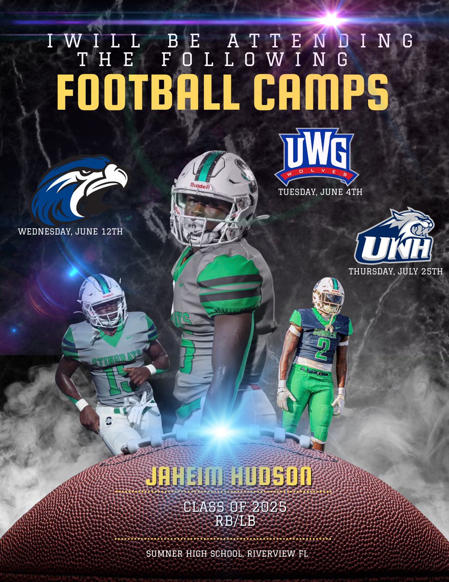 jaheimhudson2's tweet photo. I am looking forward to showcasing my talent at the following camps this summer.
@Coach4manSU @Coach_HJacobs @Shorter_FB @CoachWatkinsUNH
#jaheimhudson #sumnerhigh #classof2025
#6ft 213 lbs RB/ LB @LorenzoMcDougl1
@SumnerHSFootbal #senioryear https://t.co/yrN3QHy6Ni