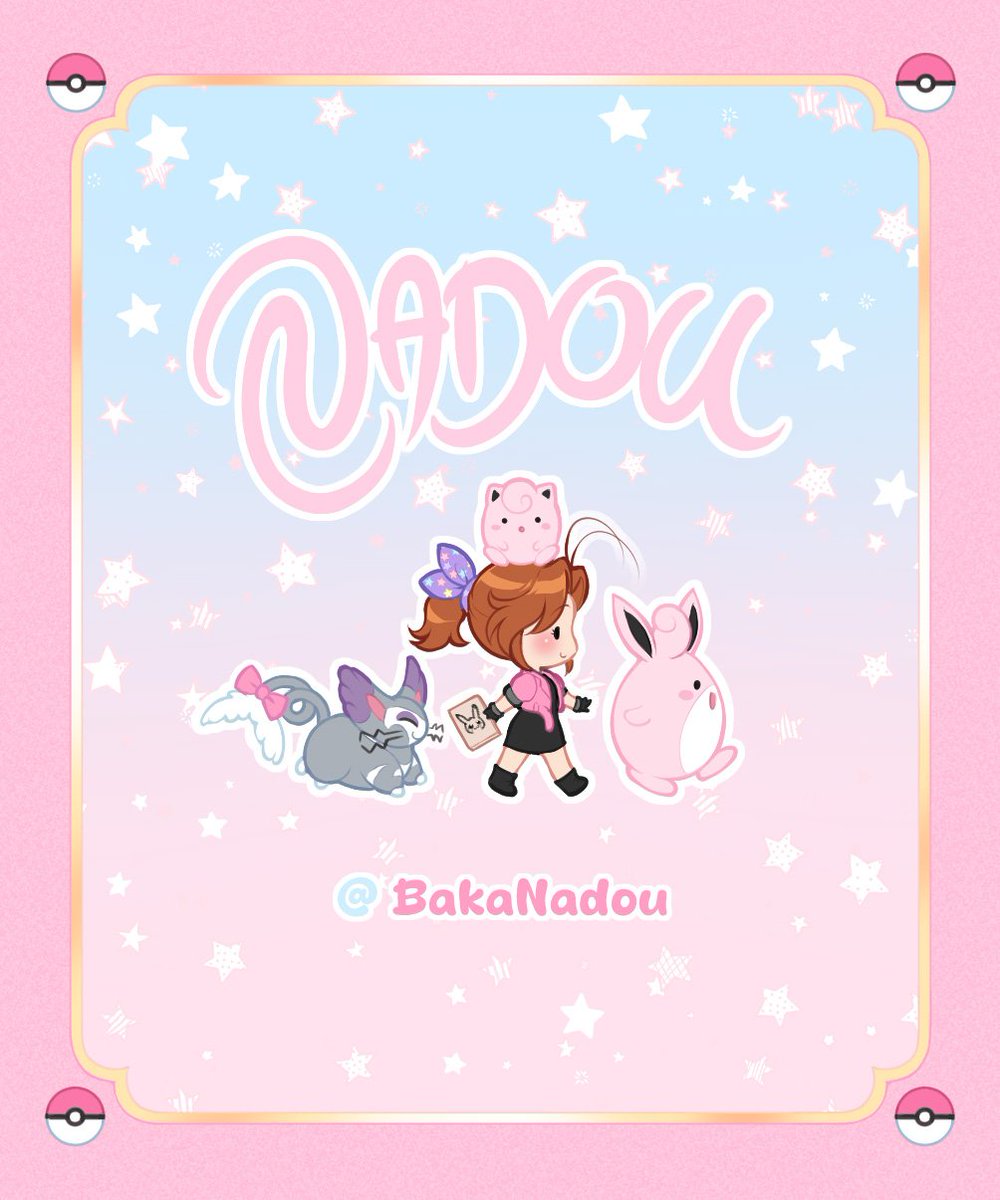 J'ai eu l'immense plaisir de participer à l'event <a href="/ArtTrainerCard/">Artist Trainer Cards</a> organisé par <a href="/gggermicide/">germi</a> avec plein d'autres artistes français, le but était de se représenter en tant que dresseur Pokemon, voici ma version, avec ma petite team 💖 (recto/verso)