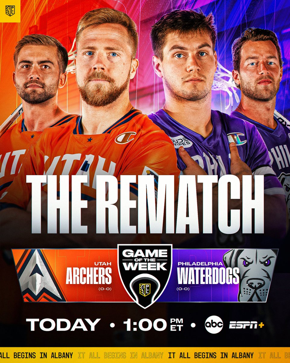 A CHAMPIONSHIP REMATCH 🤜🤛

Our 2024 Season Opener 
<a href="/PLLArchers/">Utah Archers</a> vs. <a href="/PLLWaterdogs/">Philadelphia Waterdogs</a> 
1 PM ET on ABC