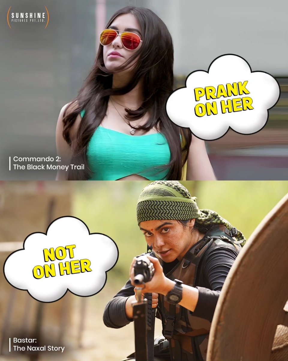 sunshinepicture's tweet photo. Prank Them, but be cautious of their reactions, or else... 🤣
@akshaykumar #mevidyutjammwal @adah_sharma
#VipulAmrutlalShah @aashin_shah
#sunshinepictures #Holiday #commondo #bastar #vidhyutjammwal #akshaykumar #adahsharma https://t.co/gXtBoqktqe