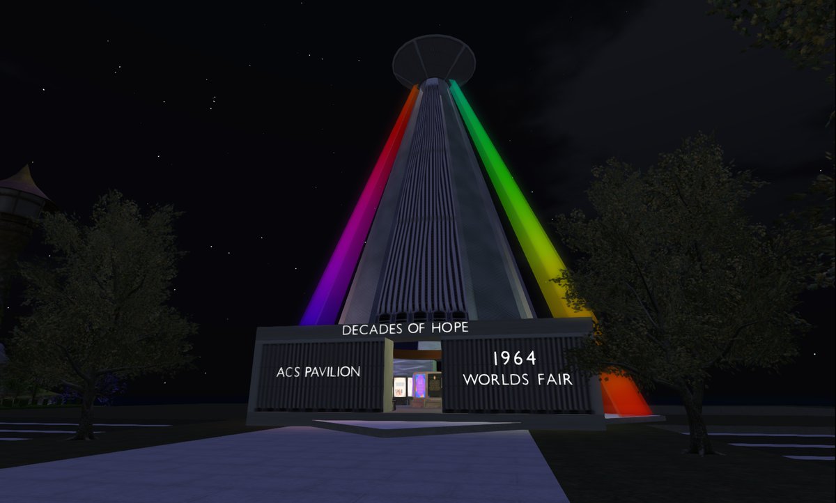EthanWestland's tweet photo. The 2024 Relay for Life track will open to the public sometime today, with the theme "Decades of Hope". Our campsite is inspired by the 1964 World's Fair and we hope you'll come by and check it out. Work still ongoing, with one week until we RELAY! SLURL https://t.co/PfusEjGwb4 https://t.co/UnqvmPYIpE