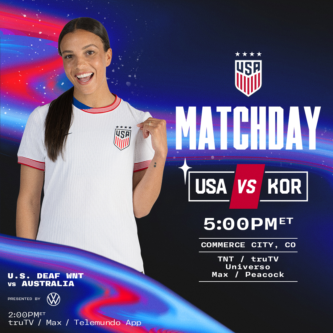 IT'S MATCHDAYYYYY!!! 

🇺🇸USA vs Korea Republic 🇰🇷

5 PM ET
📍Commerce City, CO

📺 TNT, TruTV / Universo, Max, Peacock

Match Preview » ussoc.cr/USAvKOR-CO24