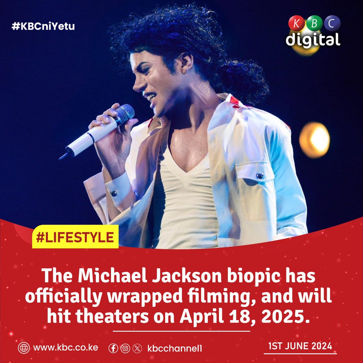 The Michael Jackson biopic has officially wrapped filming, and will hit theaters on April 18, 2025. #KBCniYetu ^RO