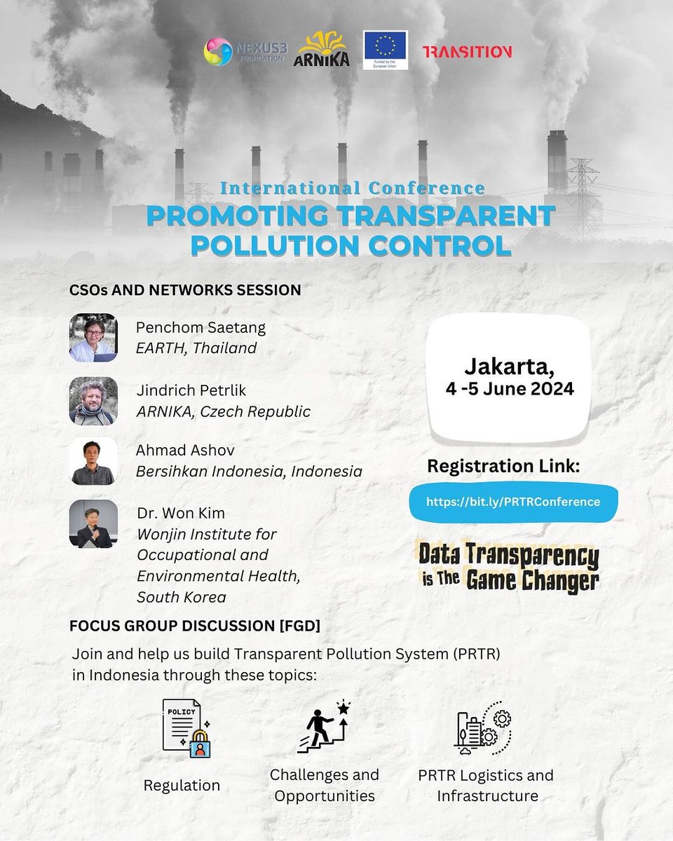 📢 @FokusNexus3 is hosting the “Promoting Transparent Pollution Control” International Conference on June 4 & 5: bit.ly/PRTRConference They are planning expert discussions on the importance of transparent pollution data, sharing of best practices, and networking opportunities.