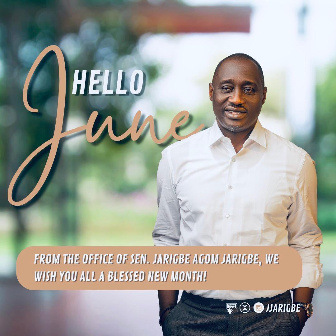 May this new month bring you new opportunities for Blessings. 

Sen. Jarigbe Agom Jarigbe,
Cross River North Senatorial District