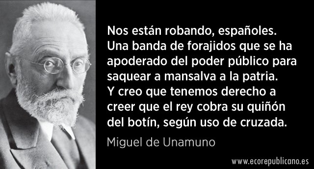 AnnaCraix2's tweet photo. @jcasascomas .
Espanya segons:
#ValleInclán (Foto 1)

#AntonioMachado: 2 i 3
"Castilla miserable, ayer dominadora, envuelta en sus andrajos desprecia cuanto ignora."

"En España de cada diez cabezas, nueve embisten y una piensa."

#Unamuno Foto 3 i 4 https://t.co/gWvXRQYPV0