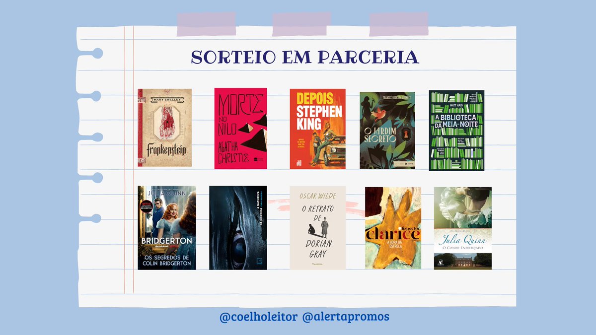 ✨Sorteio em Parceria ✨

🏆Prêmio: Um livro da seleção abaixo ou R$50 em livros ou pix.

📃Regrinhas:
-Seguir @coelholeitor e @AlertaPromos 
-Dar RT nesse tweet (sem citar)
-Comentar o prêmio desejado

Resultado: 08/06
Boa sorte🍀🐰